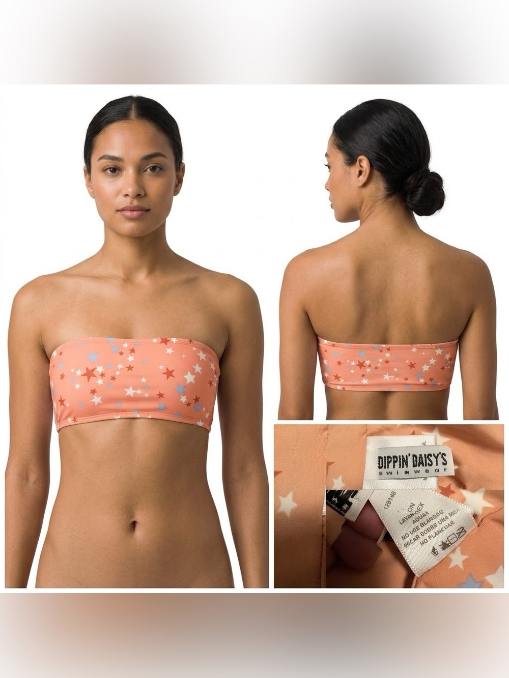 Dippin' Daisy's Swimwear Star Print Bandeau Bikini Top Size S
